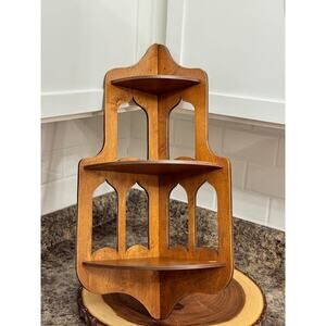 Vintage Wooden Corner Shelf -3 shelves for trinkets or knicknacks